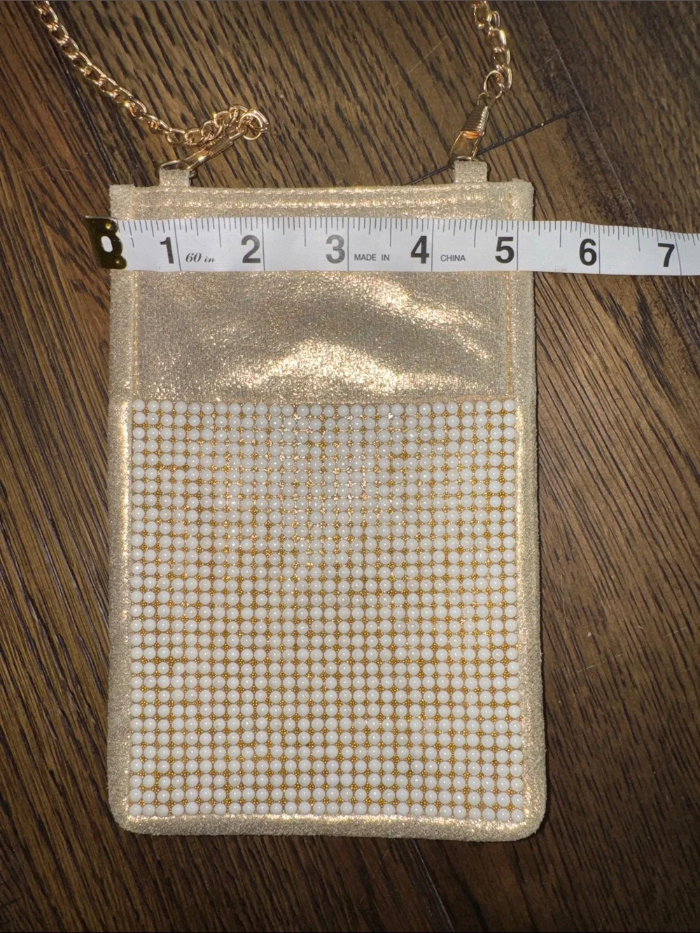 Nina New York Gold Pearl-Accented Crossbody Phone Bag